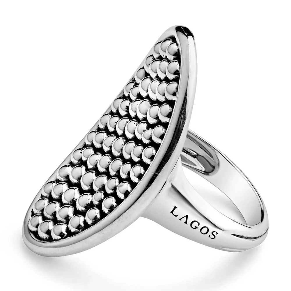 LAGOS Bold Caviar Vertical Ellipse Ring in Sterling Silver Size 7 - Picture 1 of 5
